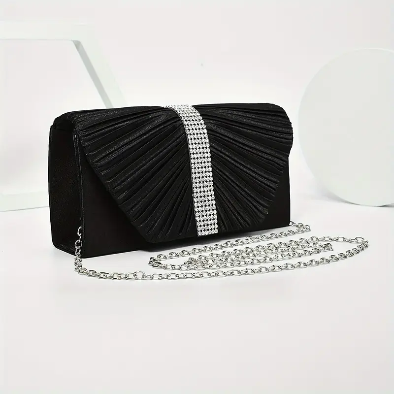 zincir askılı siyah taşlı abiye çanta