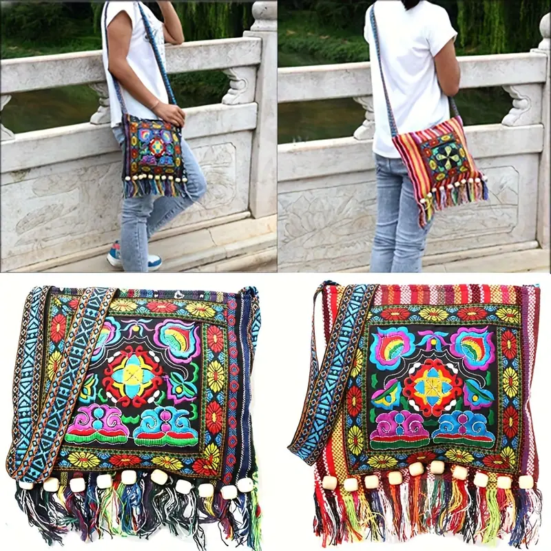 Etnik Bohem Çanta | Püsküllü Otantik Crossbody Çanta Modelleri Etnik desenli otantik çanta
